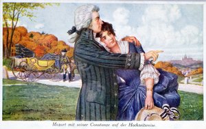 Mozart mit seiner Frau Constanze auf ihrer Hochzeitsreise