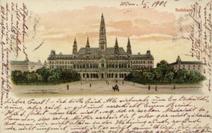 Postkarte mit dem Rathaus in Wien