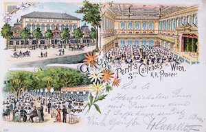 Postkarte aus Pertls Kaffeehaus im Prater, Wien, 1901