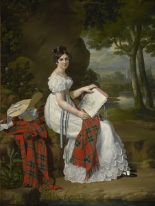 Frau, die in einer Landschaft skizziert, ca. 1830