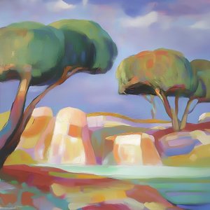 Farbenreiche, ruhige Landschaft
