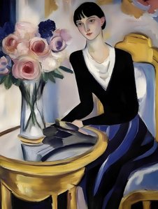Elegante Dame mit Rosen
