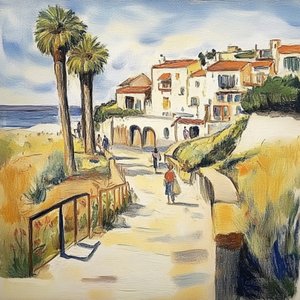 Sonniger Küstendorf-Spaziergang