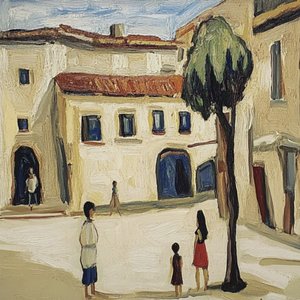 Sonniger Dorfplatz