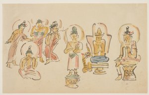 Karikaturen des Asakusa Kannon-Tempels A, ca. 1900 von Awashima Kangestu