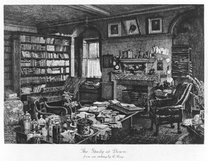 Das Arbeitszimmer in Down, veröffentlicht 1882 (Gravur) von Axel (after) Haig