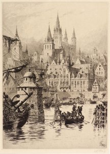 Gotische Türme und Fluss, Köln von Axel Haig