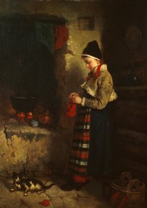 Mädchen beim Stricken