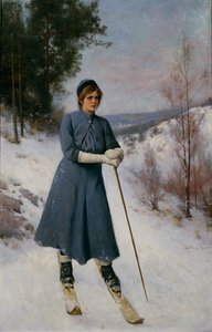 Mädchen auf Skiern