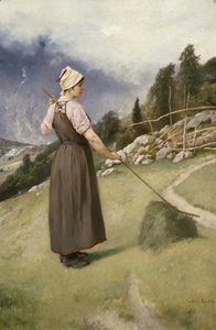 Mädchen beim Heurechen von Axel Hjalmar Ender