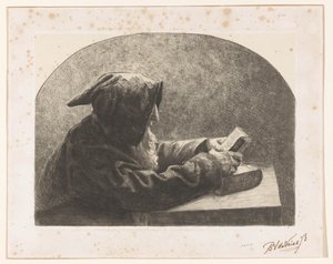 Lesender Mönch von B.J. de Vries jr. (signed by artist)