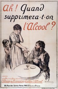Alkoholismus: „Wann wird Alkohol entfernt?“ ca. 1910 (Lithographie) von B. Chavannaz