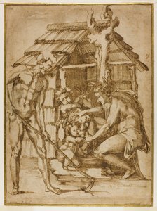 Erste Familie vor einem Schutzraum von Baccio Bandinelli