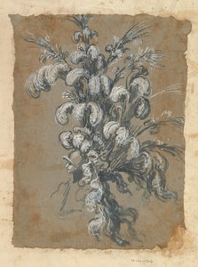 Entwurf für einen prächtigen Kopfschmuck mit Federn auf einem Helm, ca. 1620-56
