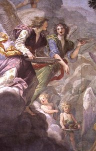 Christus von Engeln bedient (Detail)