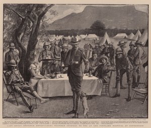Lady Henry Bentinck bewirtet verwundete Offiziere im Portland Hospital in Rondebosch (Lithografie) von Balliol (after) Salmon