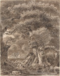 Musiker, die durch einen Wald reisen von Balthasar Anton Dunker