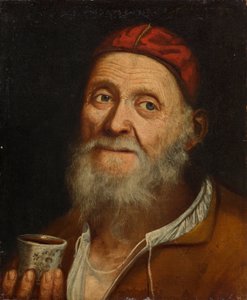 Alter Mann mit Kaffeehäferl von Balthasar Denner