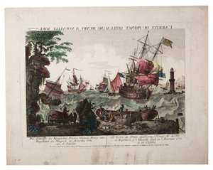 Die Ankunft von Prinz William Henry in New York, ca. 1781 (handkolorierter Stich) von Balthasar Friedrich Leizel