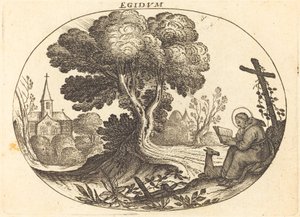 Heiliger Ägidius und eine Hirschkuh von Balthasar Moncornet