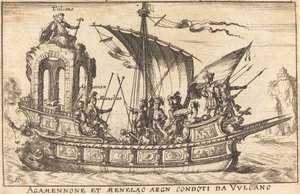 Agamemnon und Menelaos von Vulkan geführt von Balthasar Moncornet after Remigio Cantagallina