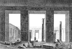 Innenansicht des Peristyls des Palastes, Medynet-Abon, Theben, Tafel 14 aus Band II von 