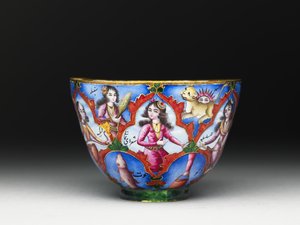 Schüssel mit Deckel, Untertasse und Löffel mit astrologischer Dekoration, frühes 19. Jh. von Baqir