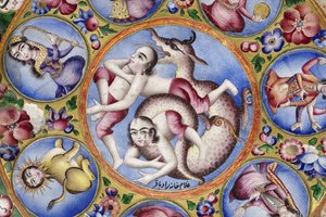 Gedeckter Schüssel, Untertasse und Löffel mit astrologischer Dekoration, frühes 19. Jahrhundert von Baqir