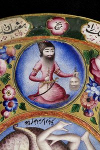 Gedeckter Schüssel, Untertasse und Löffel mit astrologischer Dekoration, frühes 19. Jahrhundert von Baqir