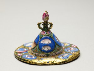 Gedeckter Schüssel, Untertasse und Löffel mit astrologischer Dekoration, frühes 19. Jahrhundert