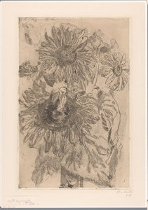 Drei Sonnenblumen in einer Vase von Barbara Elisabeth van Houten (signed by artist)