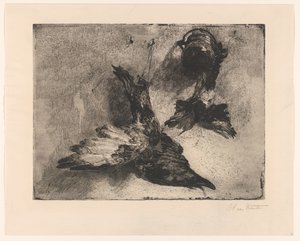 Zwei hängende tote Vögel von Barbara Elisabeth van Houten (signed by artist)