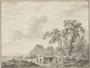 Landschaft an einem Dünensaum mit einem Fischer