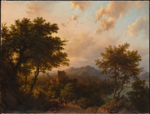 Sonnenuntergang am Rhein von Barend Cornelis Koekkoek
