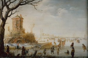 Winterlandschaft mit Schlittschuhläufern von Barent Avercamp