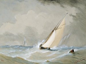Miranda arbeitet vom Weilingen-Feuerschiff bei starkem Wind - Ostende 1880