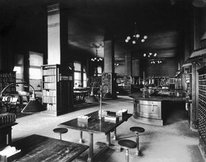 John Crerar Bibliothek, Chicago, Illinois, USA, ca. 1900 (s/w Foto)