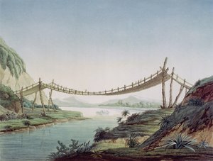 Seilbrücke bei Penipe, Überquerung des Chambo-Flusses, Mexiko, 1810