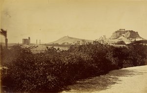 Athen - Tempel des Olympischen Zeus und Akropolis von Osten