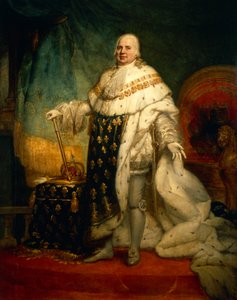Porträt von Ludwig XVIII. von Frankreich mit der Krönungsrobe von Baron Pierre Narcisse Guerin