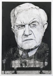 Porträt von Andrew Cruickshank, Illustration für The Sunday Times von Barry Fantoni