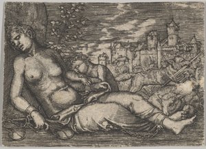 Der Welt Lauf Schlafende Gerechtigkeit Kopie, frühes 16. Jahrhundert von Barthel Beham