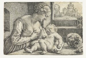 Maria mit Kind an der Brust und Schädel von Barthel Beham