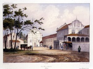 Staatshaus in Malakka, graviert von Alfred Leon Lemercier, ca. 1840