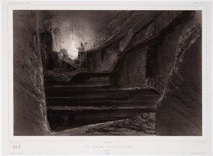 Ansicht in den Minen von Wieliczka, Polen, 20. März 1840, graviert von Sabatier