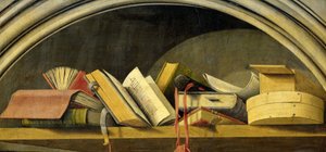 Stillleben mit Büchern in einer Nische
