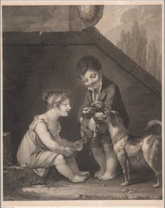Zwei Kinder mit Hunden von Barthélémy Joseph Fulcran Roger