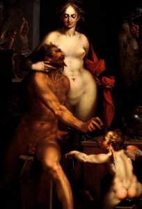 Venus in der Schmiede des Vulkan, Jupiter und Antiope von Bartholomaeus Spranger