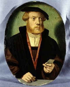Porträt eines jungen Mannes mit einem Pelzbesetzten Umhang von Bartholomaeus the Elder Bruyn