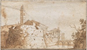 Ein Blick auf Bracciano mit der Kirche S. Maria Assunta von Bartholomeus Breenberg
